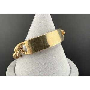 Vintage ID Bracelet Blank Gold Tone‎ Large Chain 6.5"